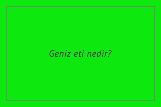 Geniz eti nedir?