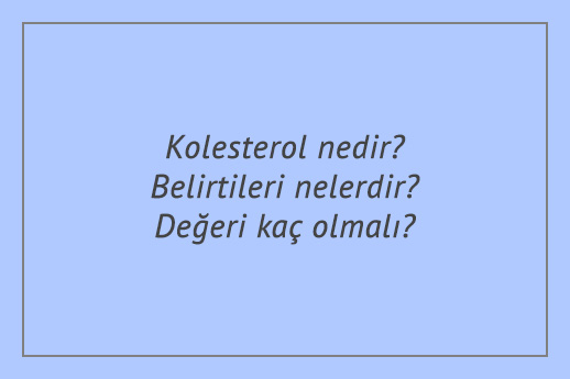 Kolesterol nedir? Belirtileri nelerdir? Değeri kaç olmalı?