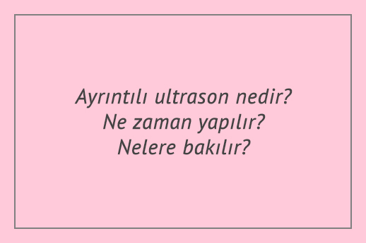 Ayrıntılı ultrason nedir? Ne zaman yapılır? Nelere bakılır?