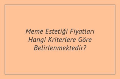 Meme Estetiği Fiyatları Hangi Kriterlere Göre Belirlenmektedir?