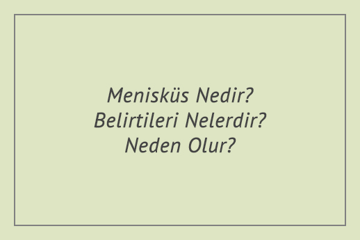 Menisküs Nedir? Belirtileri Nelerdir? Neden Olur?