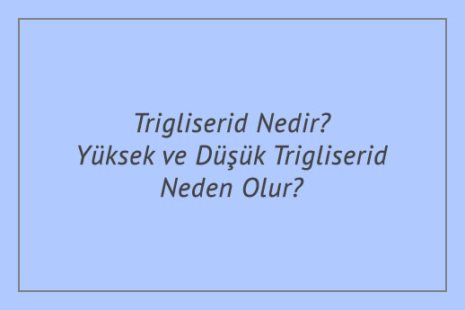 Trigliserid Nedir? Yüksek ve Düşük Trigliserid Neden Olur?