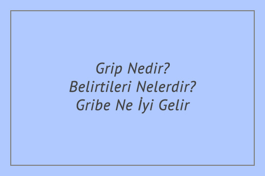 Grip Nedir? Belirtileri Nelerdir? Gribe Ne İyi Gelir?