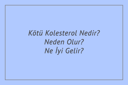 Kötü Kolesterol Nedir? Neden Olur? Ne İyi Gelir?