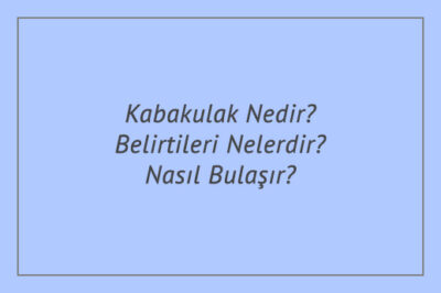 Kabakulak Nedir? Belirtileri Nelerdir? Nasıl Bulaşır?
